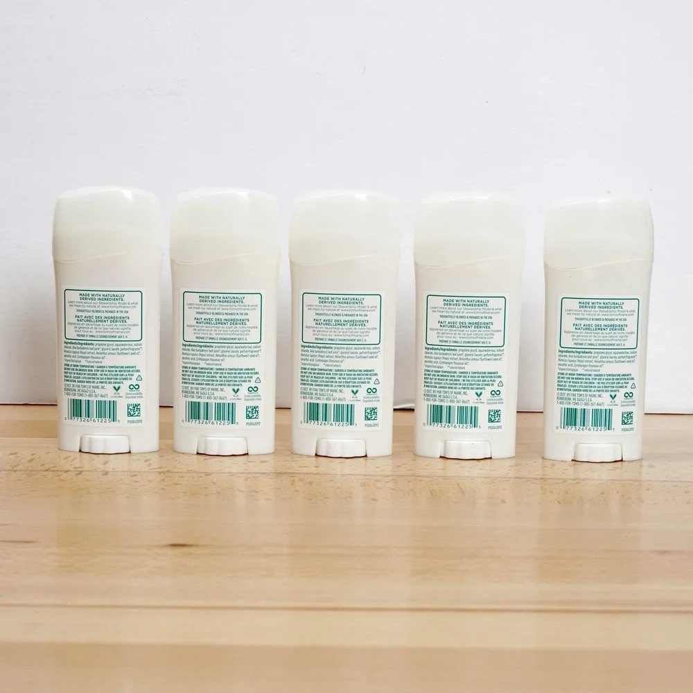 5 Tom's of Maine Deodorant Wild Lavender Scent 2.25‎ oz 0% Aluminium